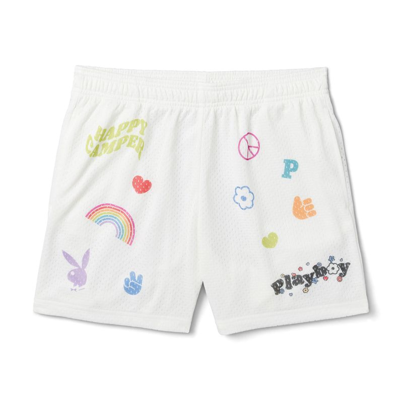 Bermudas Playboy Basketballs Mujer Blancos | 0425-EOZYV