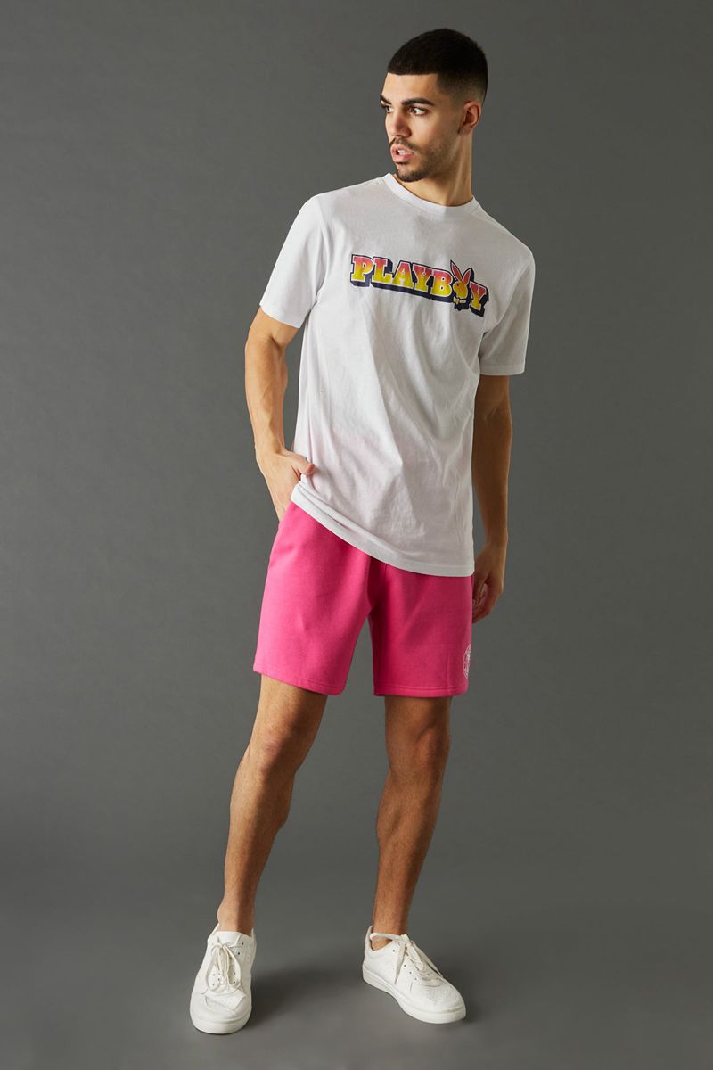 Bermudas Playboy Beach Club Graphic Hombre Rosas | 6407-XZWUT