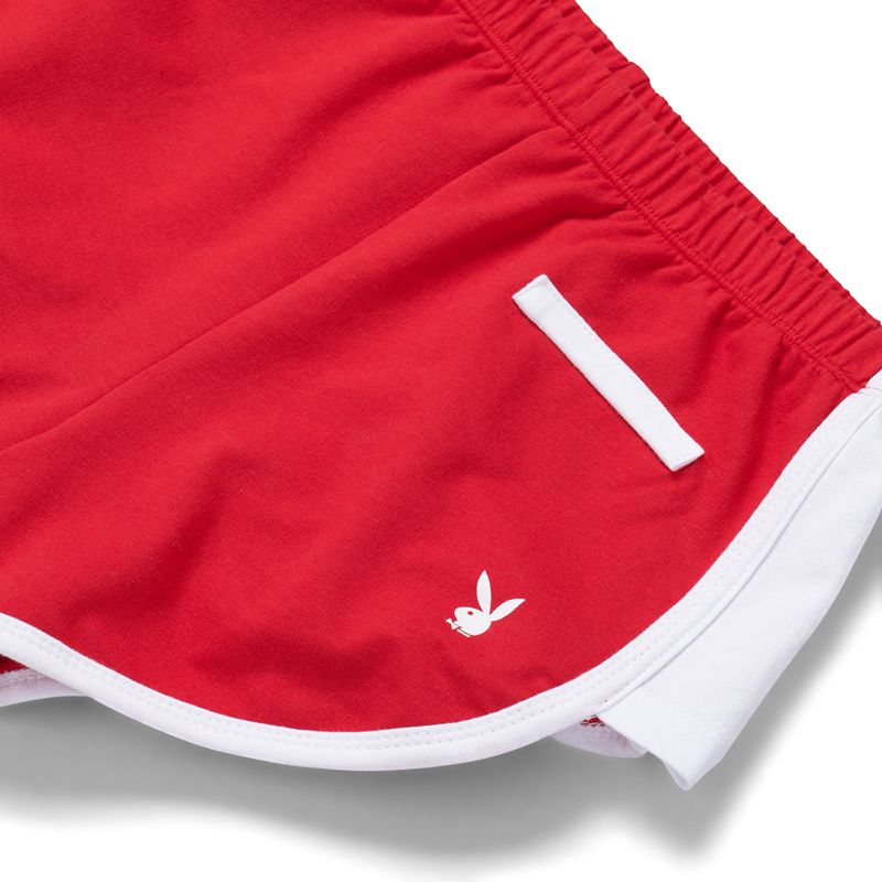 Bermudas Playboy Campouts Mujer Rojos Blancos | 4083-XQCMR