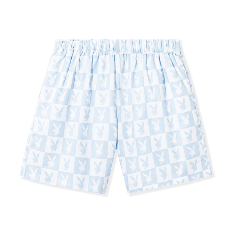 Bermudas Playboy Checker Rabbit Head Hombre Blancos Azules | 1940-QEHYJ