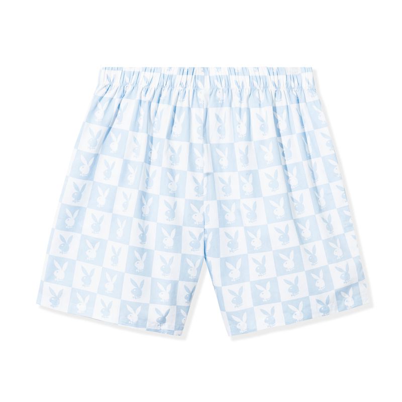 Bermudas Playboy Checker Rabbit Head Hombre Blancos Azules | 1940-QEHYJ