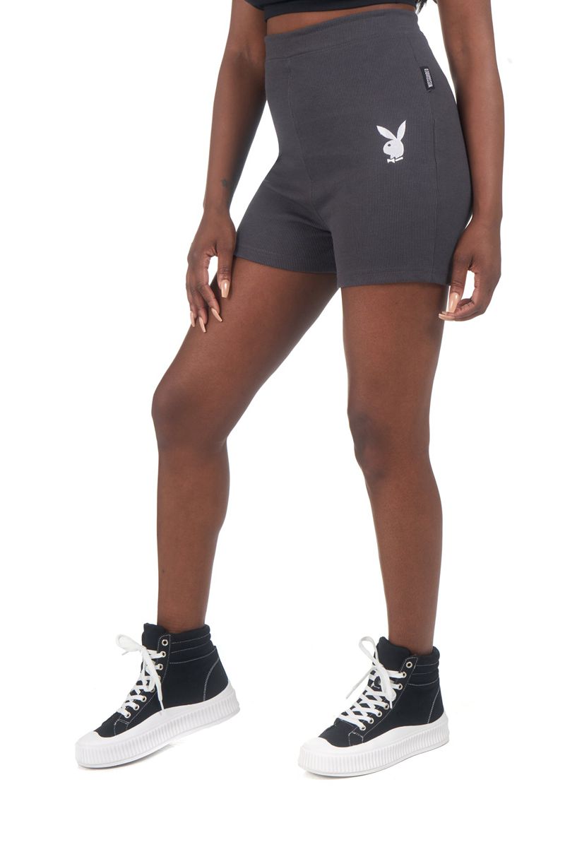 Bermudas Playboy Classic Biking Mujer Negros | 8517-OUBVI