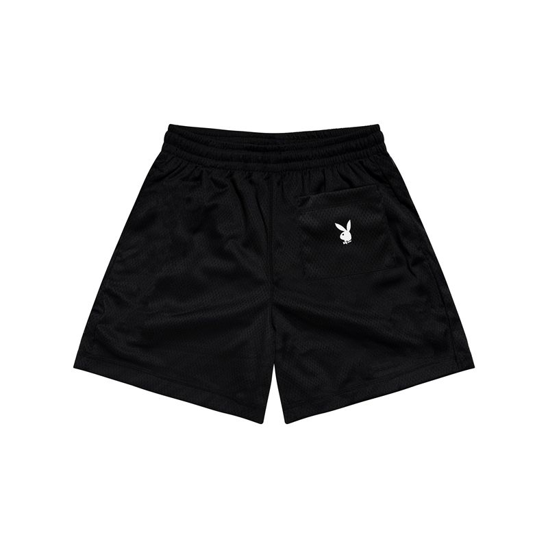 Bermudas Playboy Department Mesh Hombre Negros Blancos | 5026-VAFZK