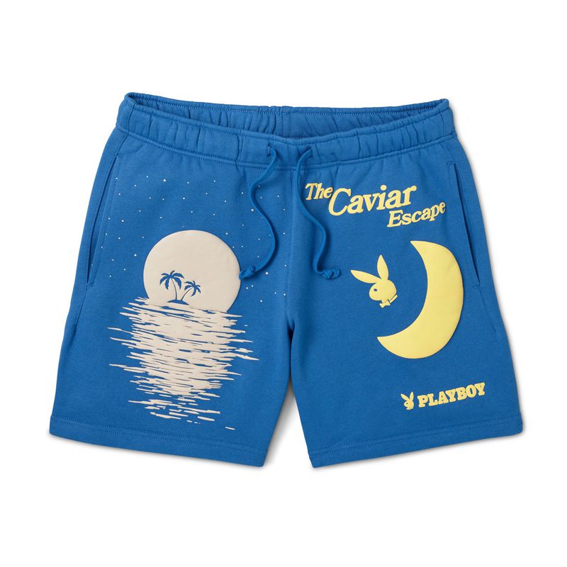 Bermudas Playboy Escape Sweats Hombre Azul Marino | 1082-LQWXZ