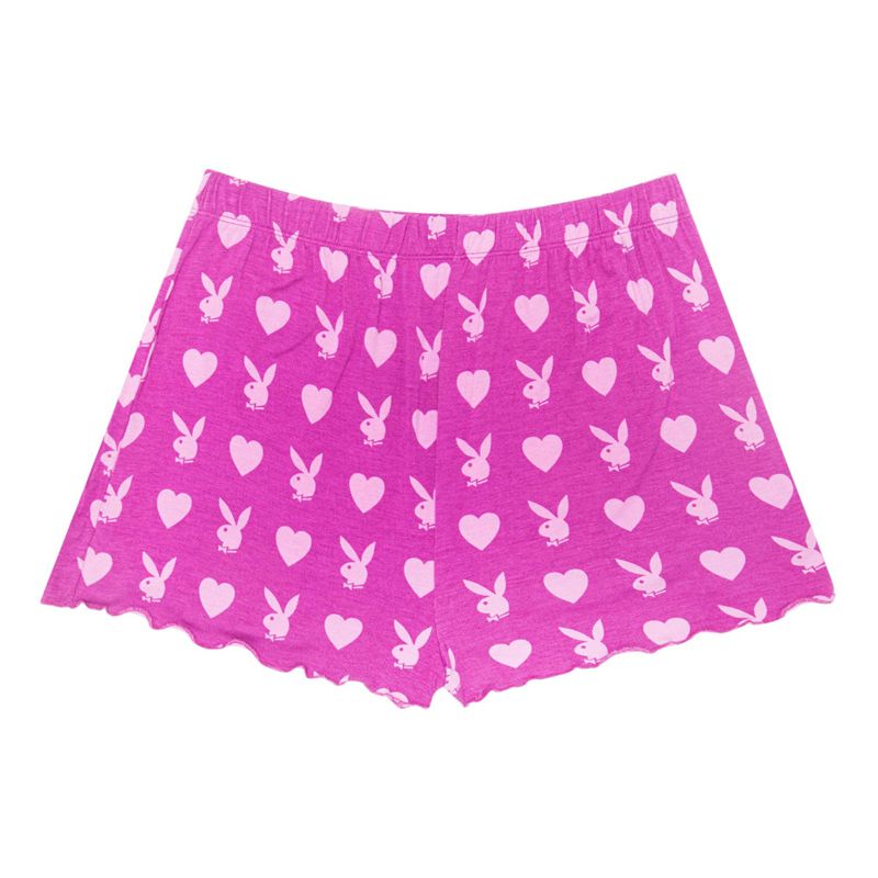 Bermudas Playboy Heart Bunny Sleeps Mujer Morados Oscuro | 0875-XEQCA