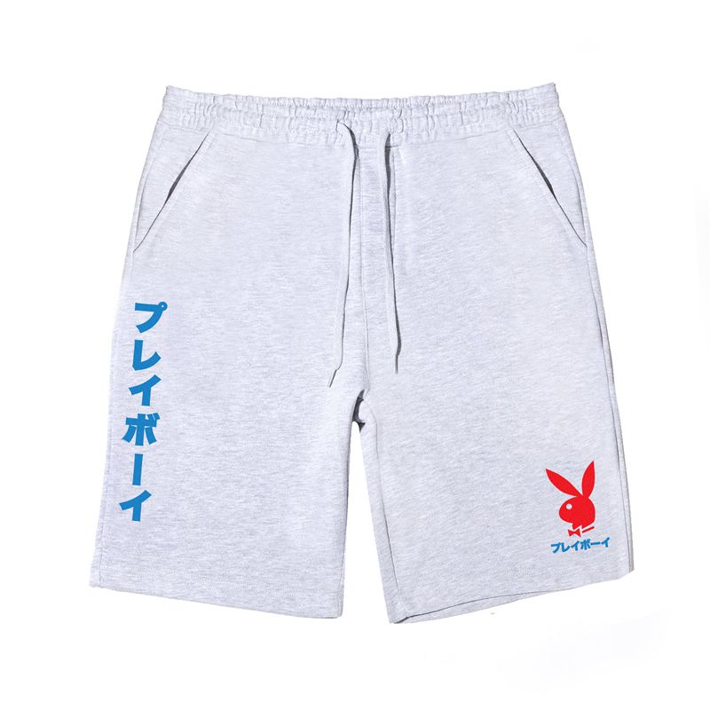 Bermudas Playboy Japanese Rabbit Head Sweats Hombre Negros | 1386-DPWOX