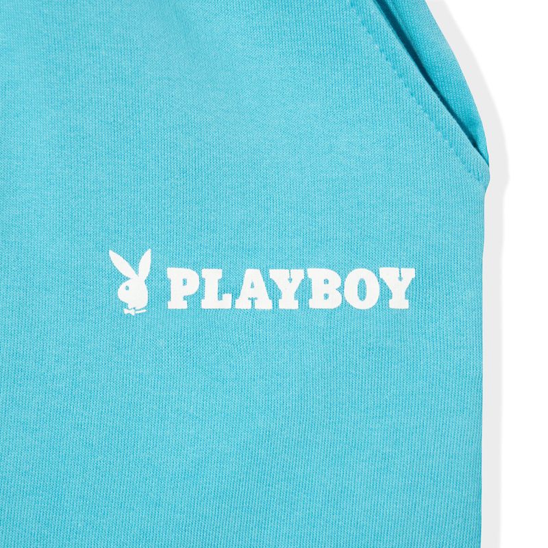 Bermudas Playboy Logo Boyfriend Mujer Azules Claro | 1602-OMLFG