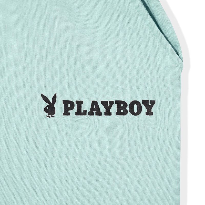 Bermudas Playboy Logo Boyfriend Mujer Azules Claro | 1602-OMLFG