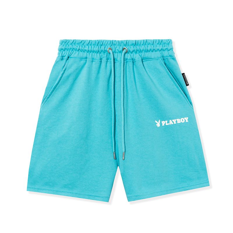 Bermudas Playboy Logo Boyfriend Mujer Azules Claro | 1602-OMLFG