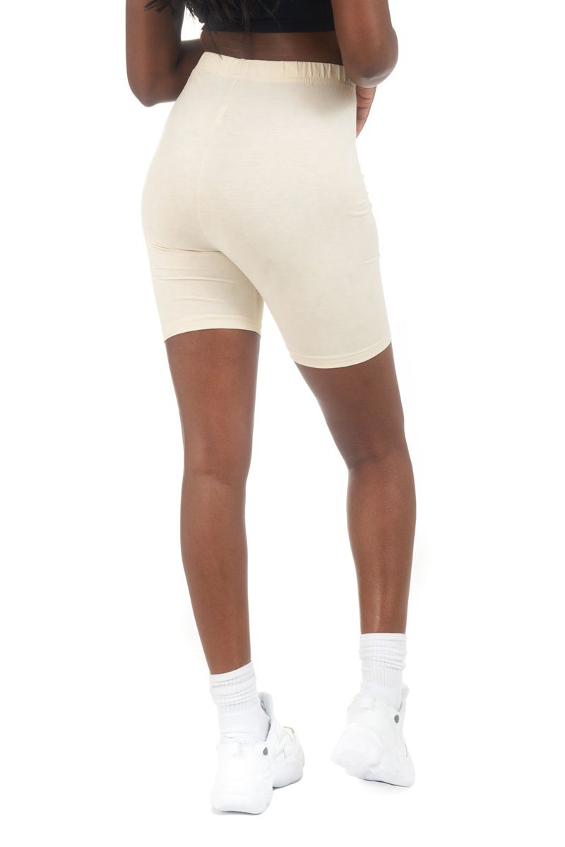 Bermudas Playboy Logo Cyclings Mujer Beige | 6478-AOSTP