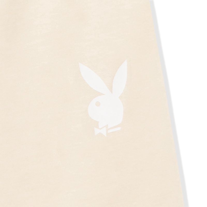 Bermudas Playboy Logo Cyclings Mujer Beige | 6478-AOSTP