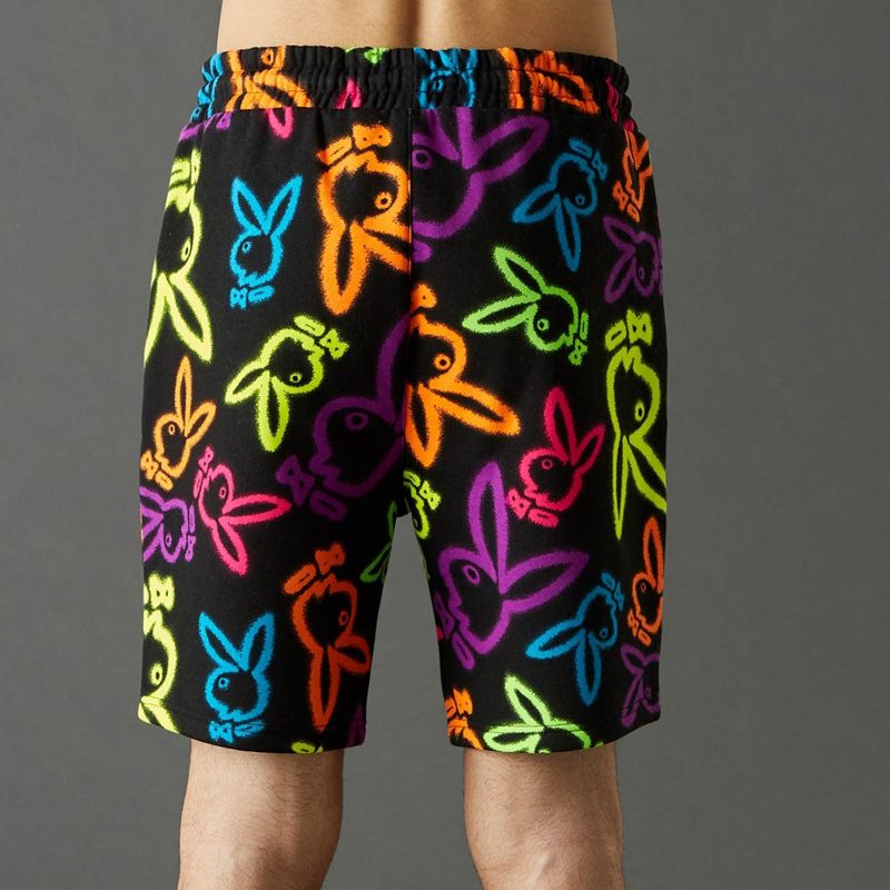 Bermudas Playboy Neon Bunny Print Hombre Blancos | 8367-WUVBA