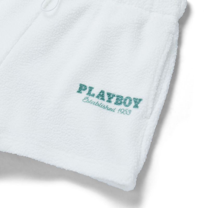 Bermudas Playboy Polar Sweats Mujer Blancos | 4859-MCJEG