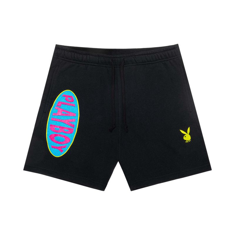 Bermudas Playboy Private Party Sweats Hombre Negros Blancos | 3265-VQIZC