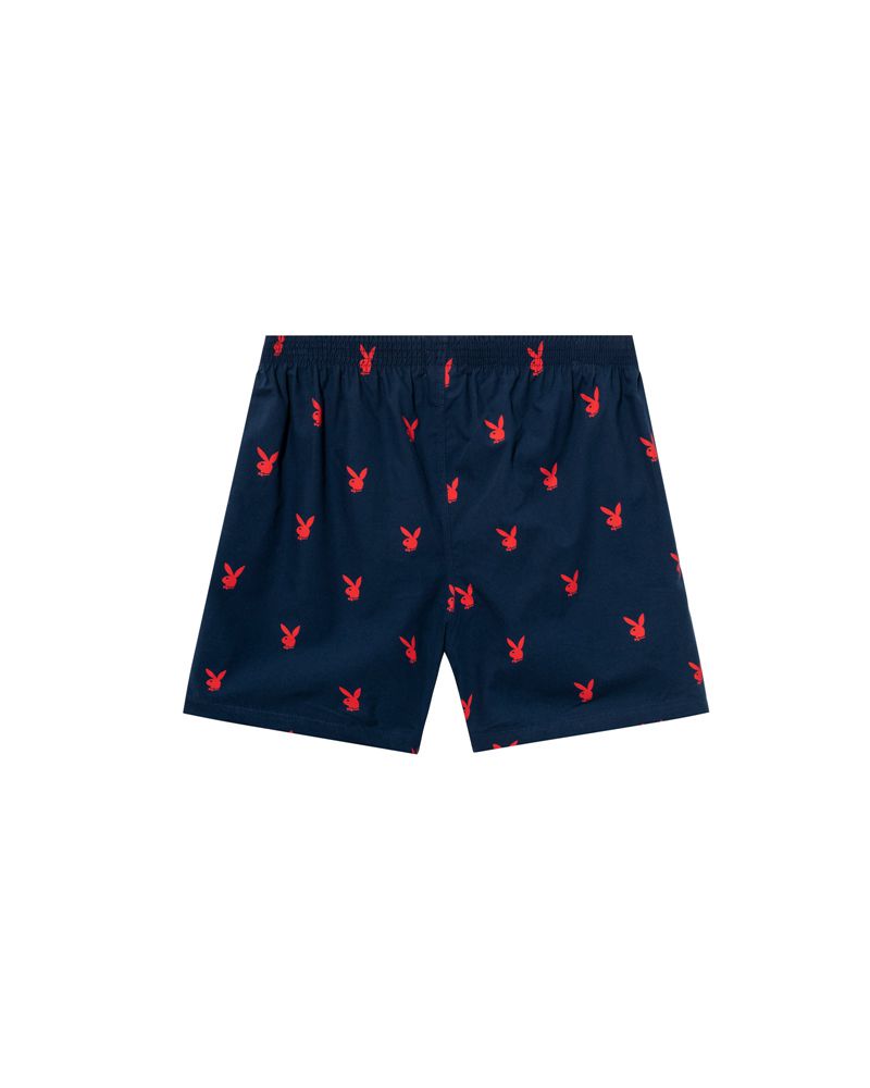 Bermudas Playboy Repeating Rabbit Head Lounge Hombre Azules | 1239-VJTSQ