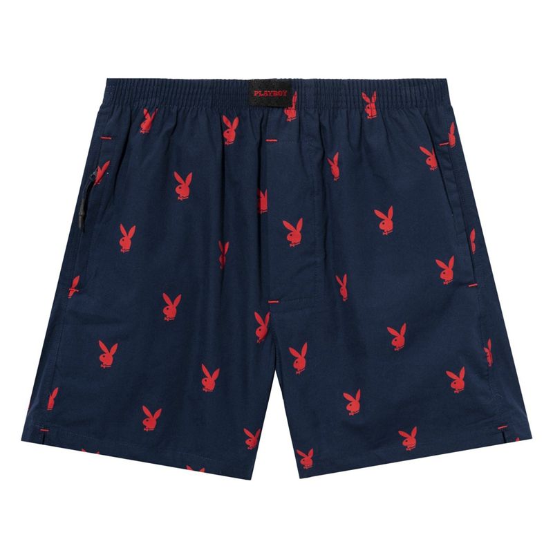 Bermudas Playboy Repeating Rabbit Head Lounge Hombre Azules | 1239-VJTSQ