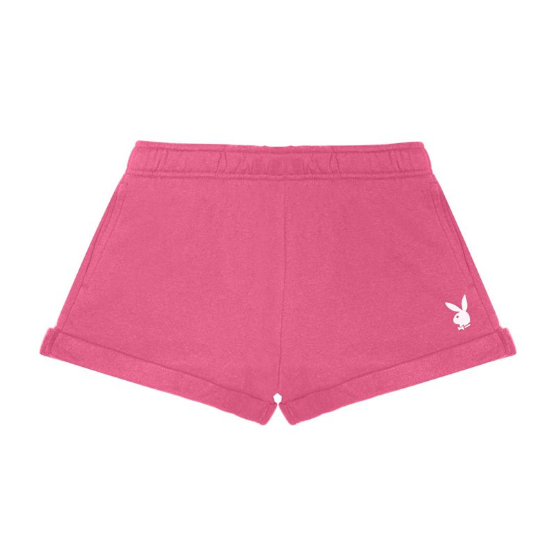 Bermudas Playboy Rolled Sweat Mujer Rosas | 4201-PQCLW