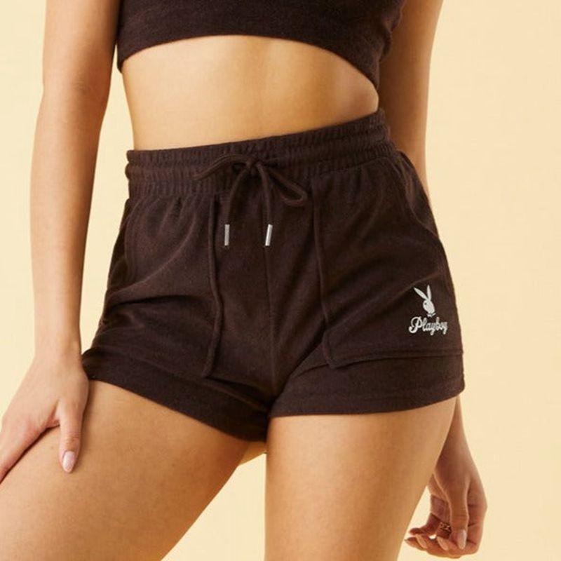 Bermudas Playboy Terry Mujer Marrom | 0189-NAEQT