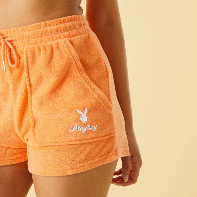 Bermudas Playboy Terry Mujer Marrom | 0189-NAEQT