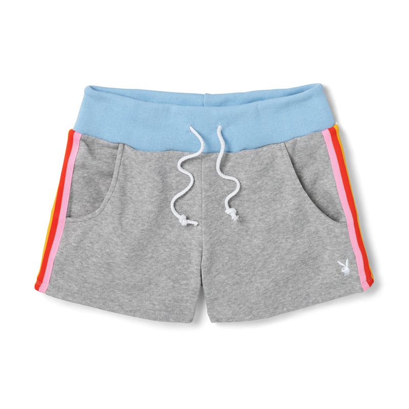 Bermudas Playboy Warmups Mujer Grises Azules | 1502-IXTQO