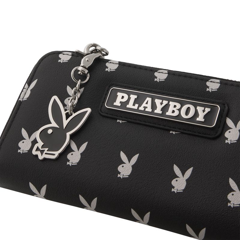 Bolsas De Mano Playboy All Over Bunny Charm Wallet Mujer Negros Blancos | 8162-RBLMF