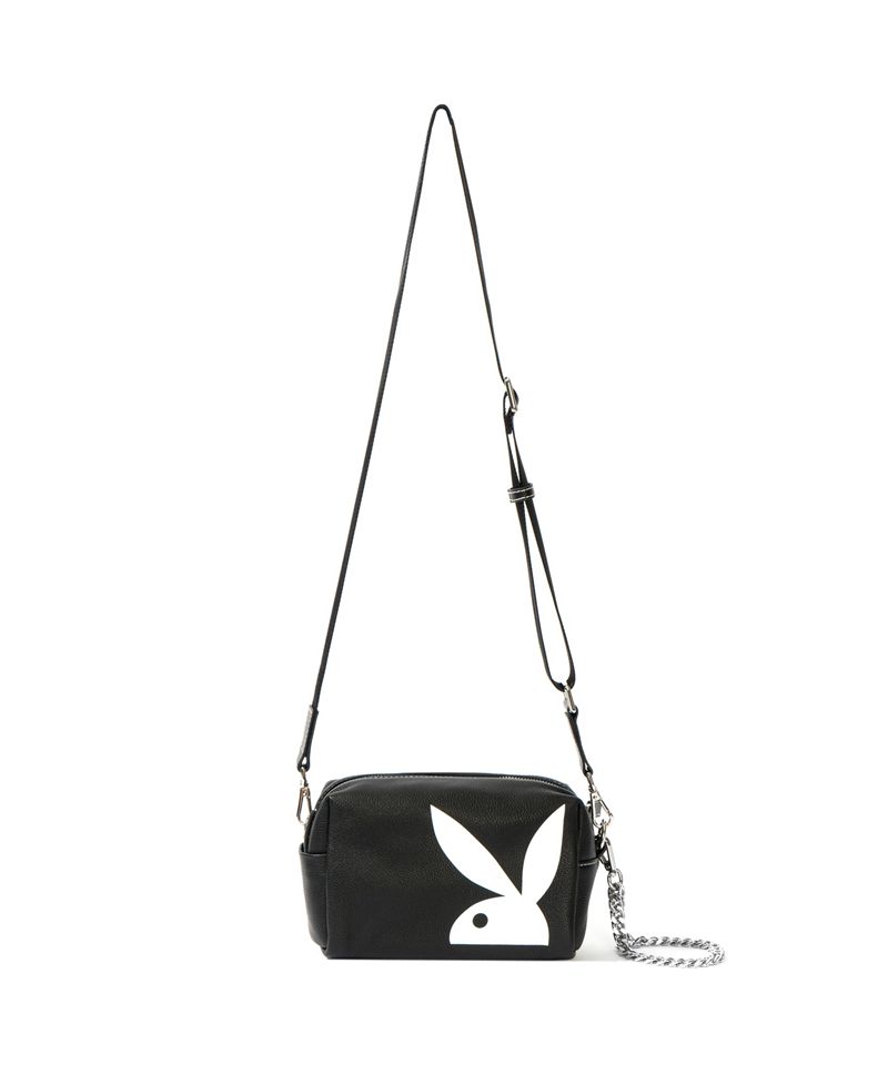 Bolsas De Mano Playboy Cuero Crossbody Mujer Negros | 0293-ROSGB