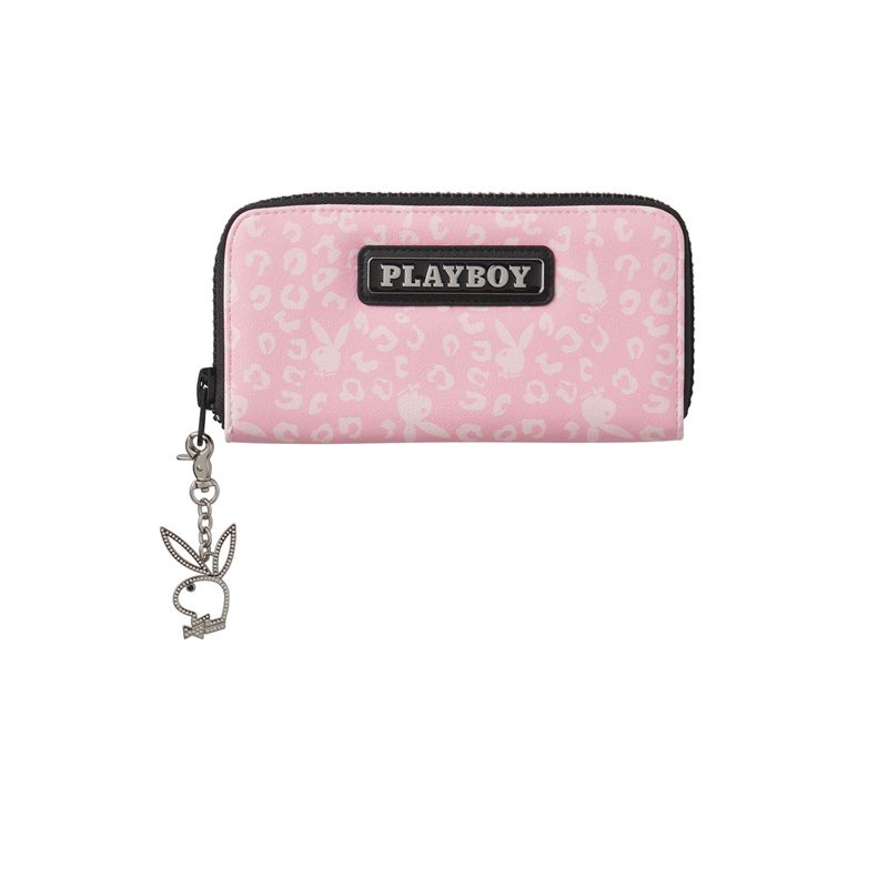 Bolsas De Mano Playboy Pink Cheetah Zip Wallet Mujer Rosas | 5764-LQKCP