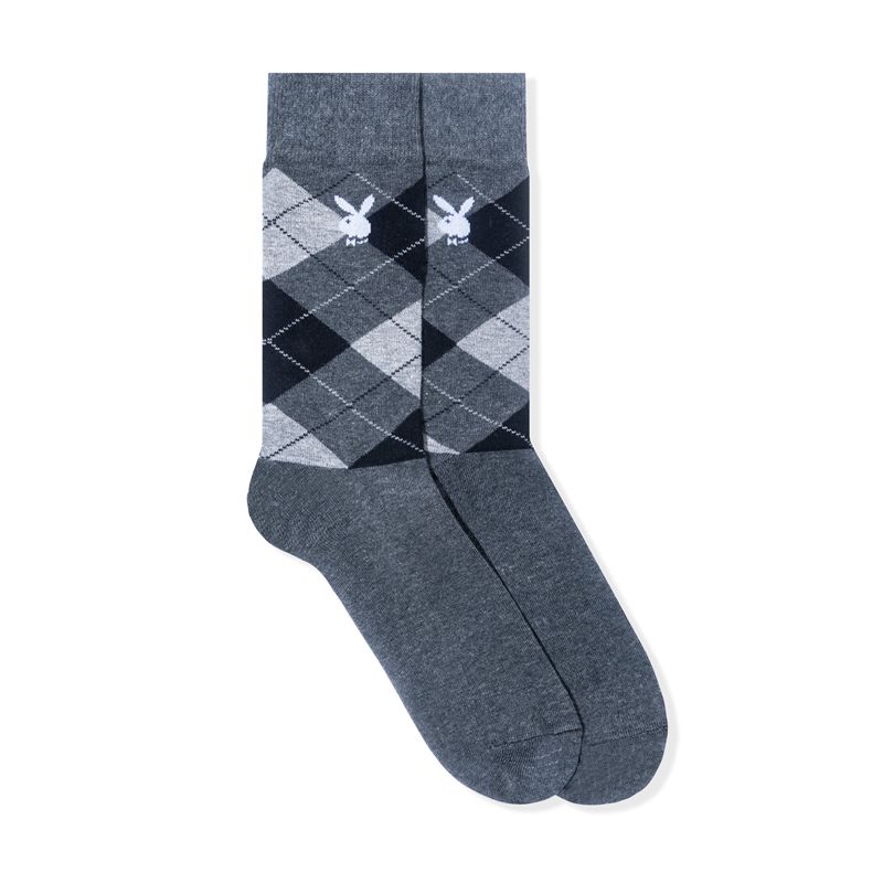 Calcetines Playboy Argyle Rabbit Head Hombre Grises | 7913-CPHQT