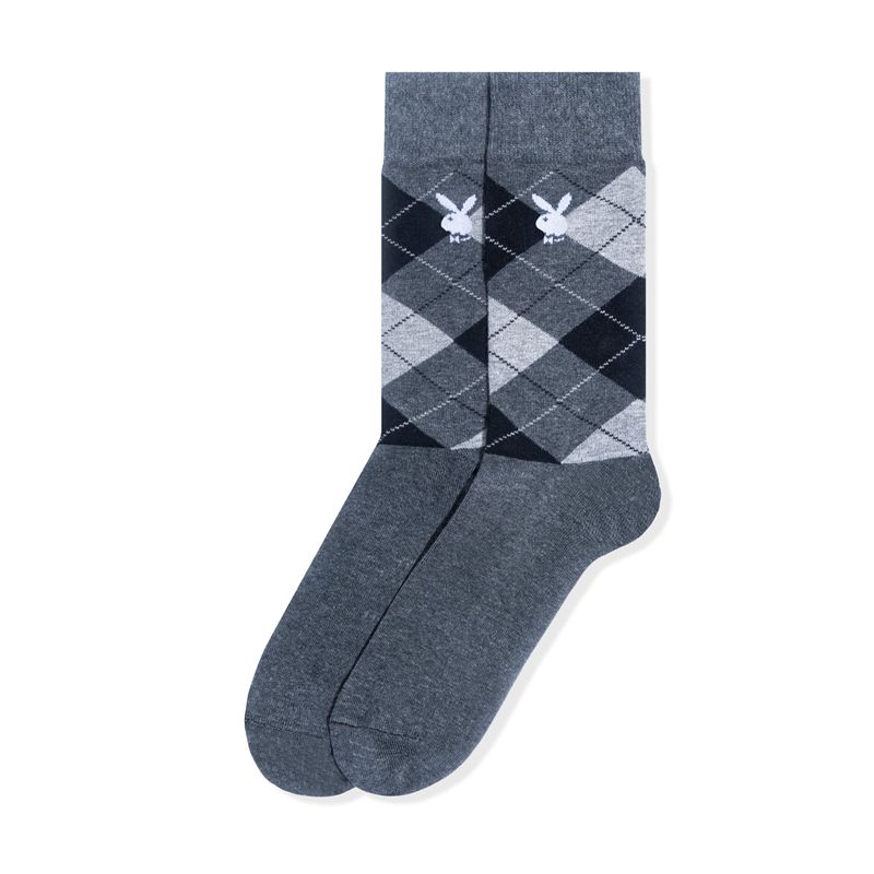 Calcetines Playboy Argyle Rabbit Head Hombre Grises | 7913-CPHQT