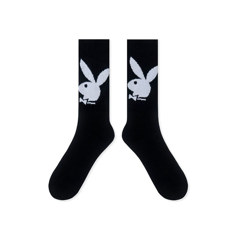 Calcetines Playboy Bunny Crew Hombre Negros | 8697-HRVQO