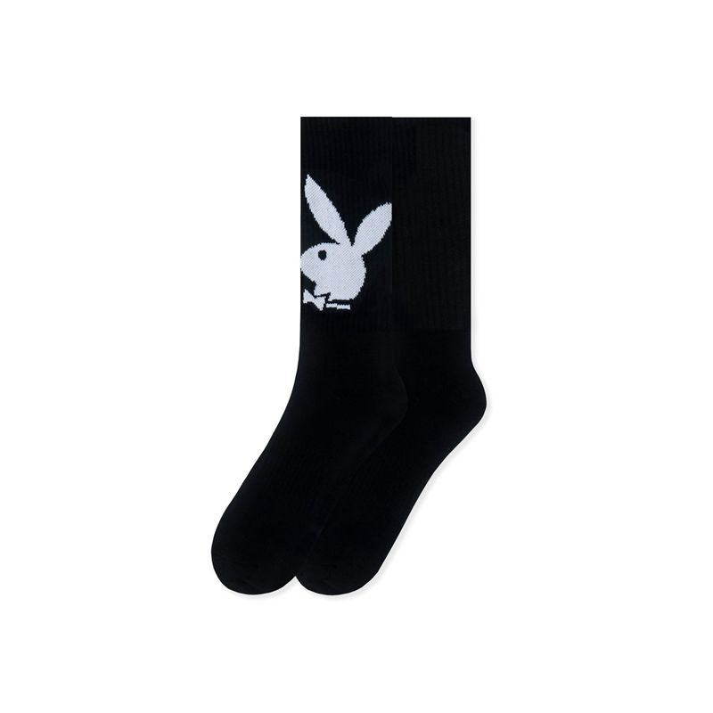 Calcetines Playboy Bunny Crew Hombre Negros | 8697-HRVQO