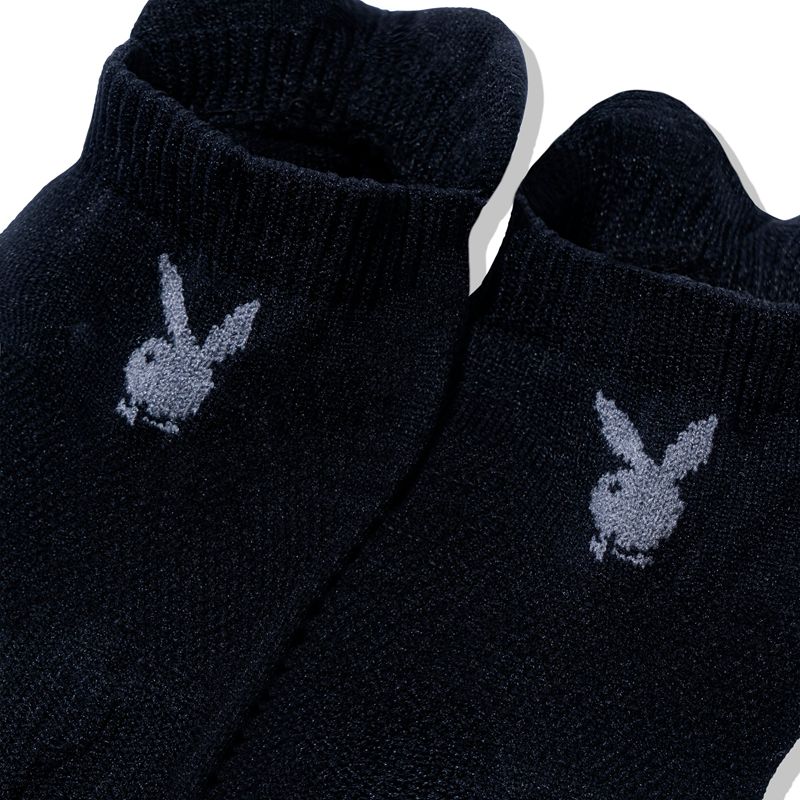 Calcetines Playboy Corta Rabbit Head Atléticos Hombre Negros | 9351-NPZYO