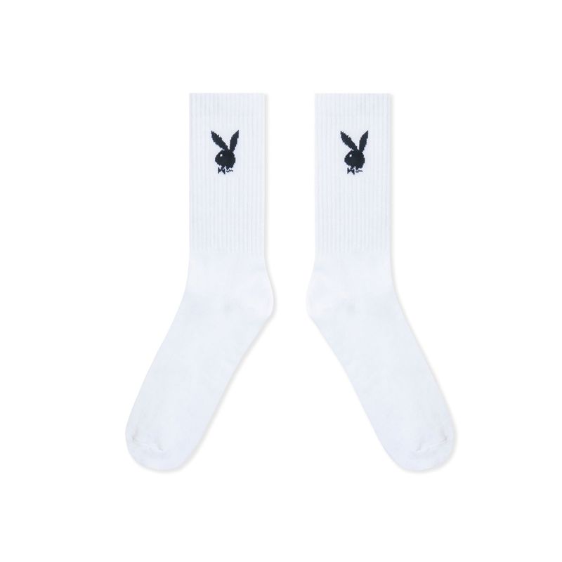 Calcetines Playboy Crew Hombre Blancos | 3657-QYXZU