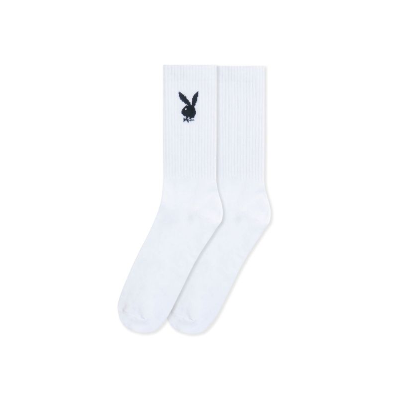 Calcetines Playboy Crew Hombre Blancos | 3657-QYXZU