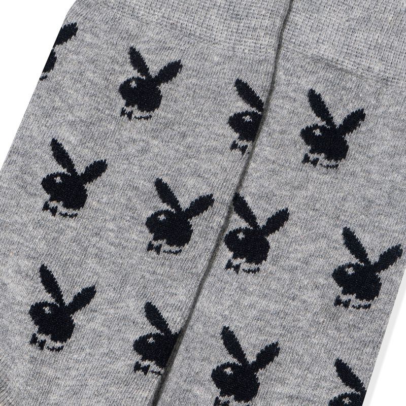 Calcetines Playboy Repeating Rabbit Head Hombre Grises Negros | 6087-WYCAZ