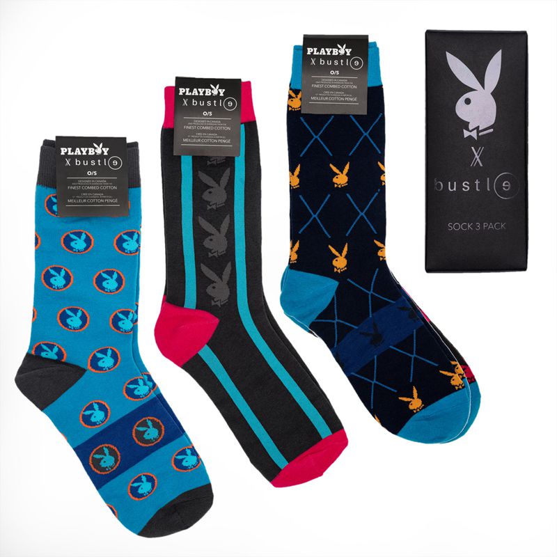 Calcetines Playboy X Bustle Sock Three Pack Hombre Multicolor | 1324-VTIFQ