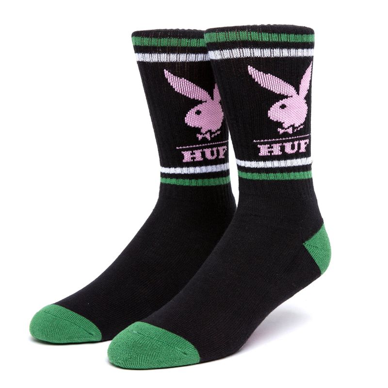 Calcetines Playboy X Huf Rabbit Head Crew Hombre Negros | 7208-PNYAJ