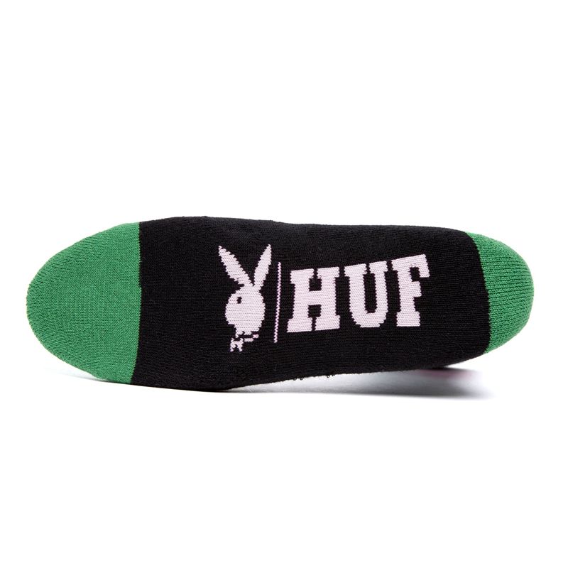 Calcetines Playboy X Huf Rabbit Head Crew Hombre Negros | 7208-PNYAJ