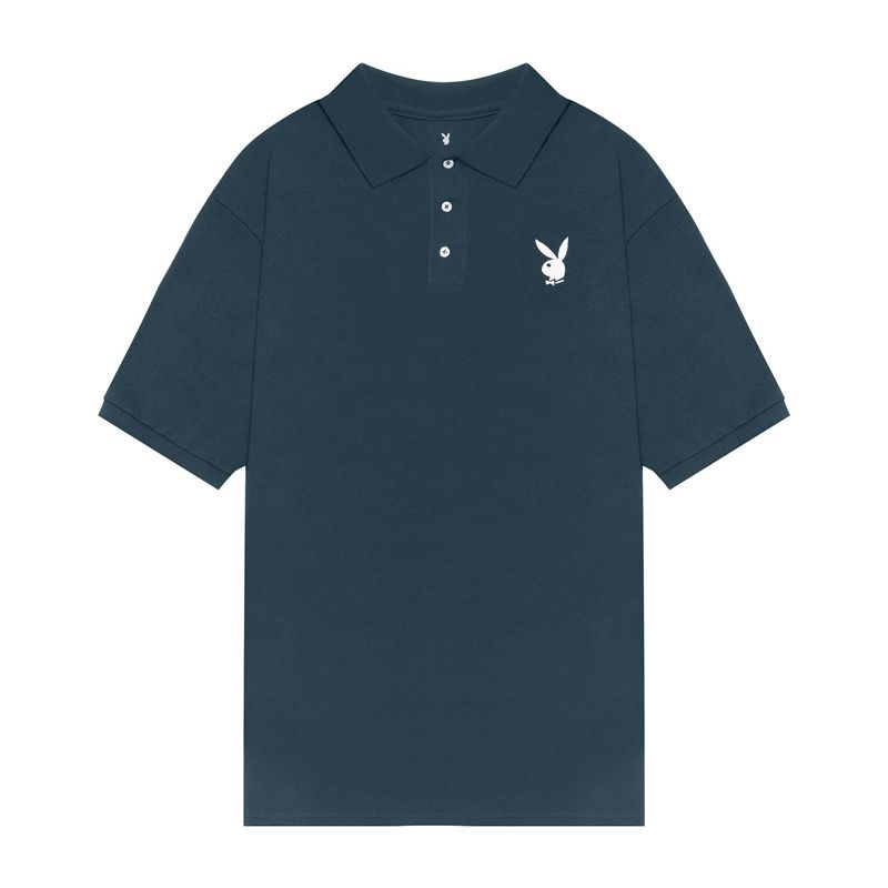 Camisas Playboy Classic Rabbit Head Polo Hombre Negros | 3789-FHDEP