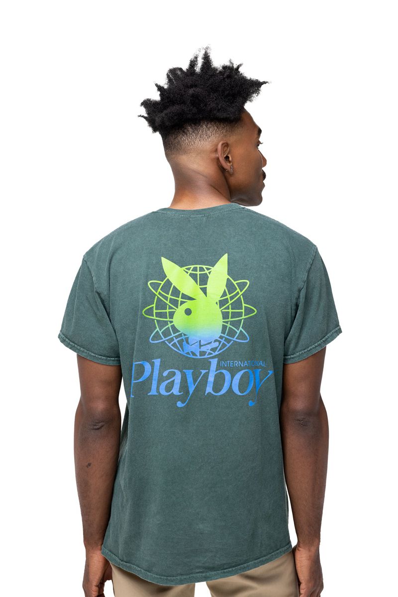 Camisas Playboy Contrast Pocket Hombre Negros Verdes | 4103-WEGXR