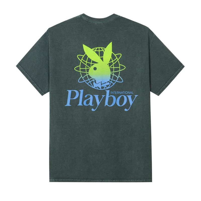 Camisas Playboy Contrast Pocket Hombre Negros Verdes | 4103-WEGXR