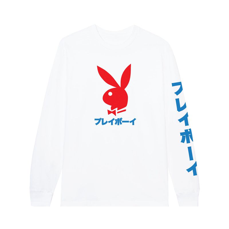 Camisas Playboy Japanese Rabbit Head Long Sleeve Hombre Negros | 6543-RFHAU