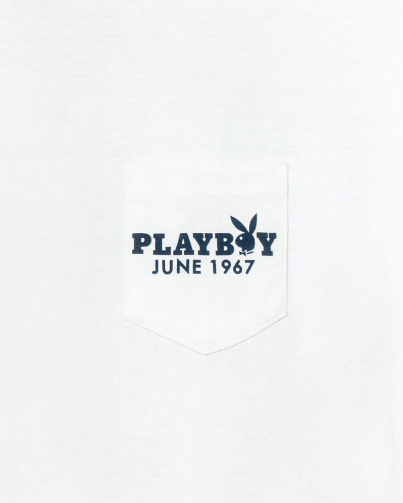 Camisas Playboy June 1967 Cover Pocket Hombre Blancos | 1062-WGHSP