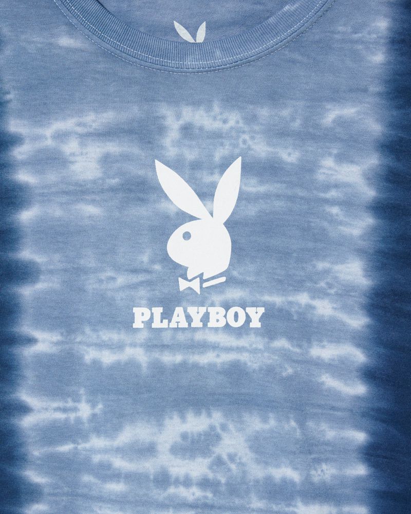 Camisas Playboy Logo Vertical Hombre Azules | 2483-AKGXP