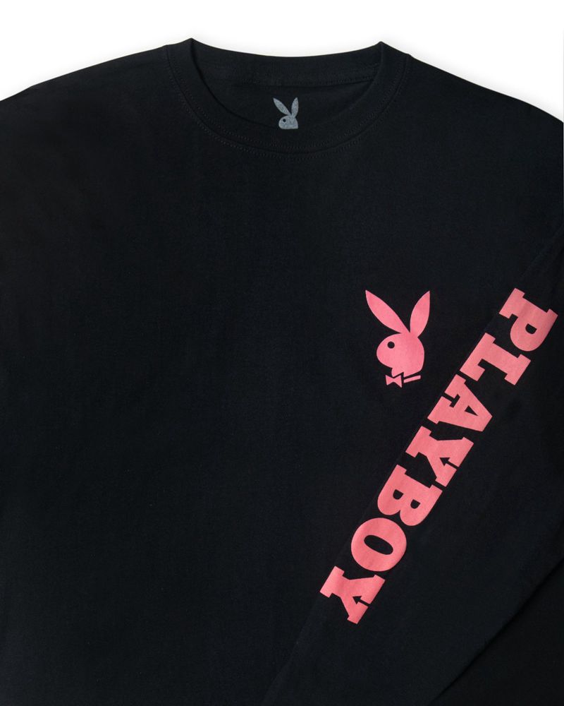 Camisas Playboy Masthead & Rabbit Head Long Sleeve Hombre Negros | 1259-PUGBH