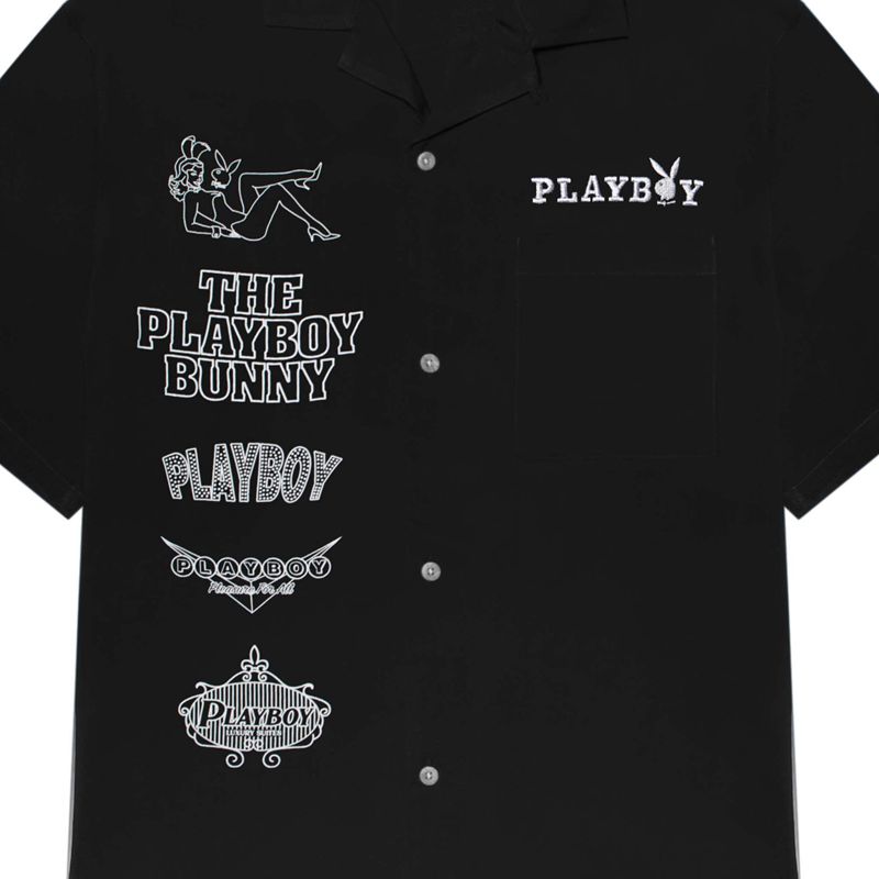 Camisas Playboy Neon Capital Camp Hombre Negros | 7540-HUBIX