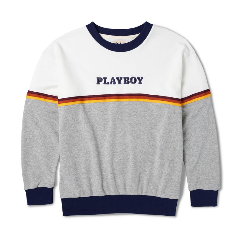 Camisas Playboy Roadtrip Striped Sweat Hombre Blancos Grises | 4210-NECVY