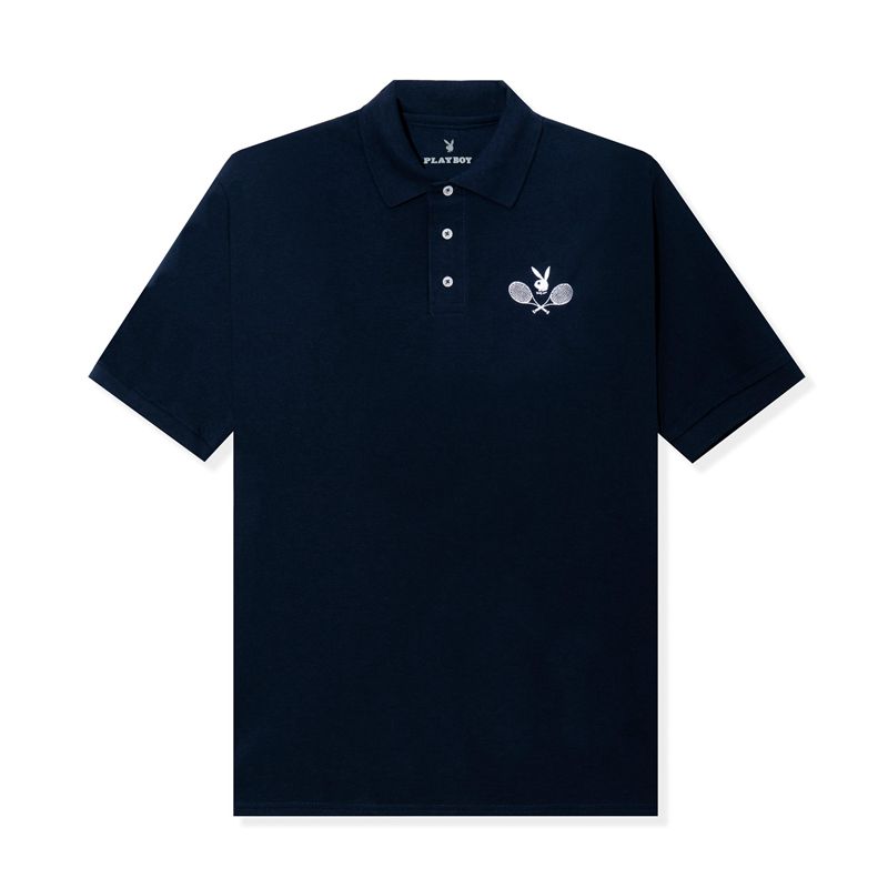 Camisas Playboy Tenis Club Polo Hombre Negros | 9701-IQROD