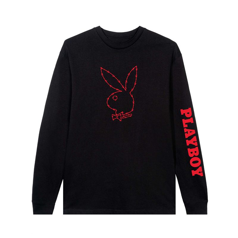 Camisas Playboy Tough Love Rabbit Head Long Sleeve Hombre Negros | 2496-UYORM