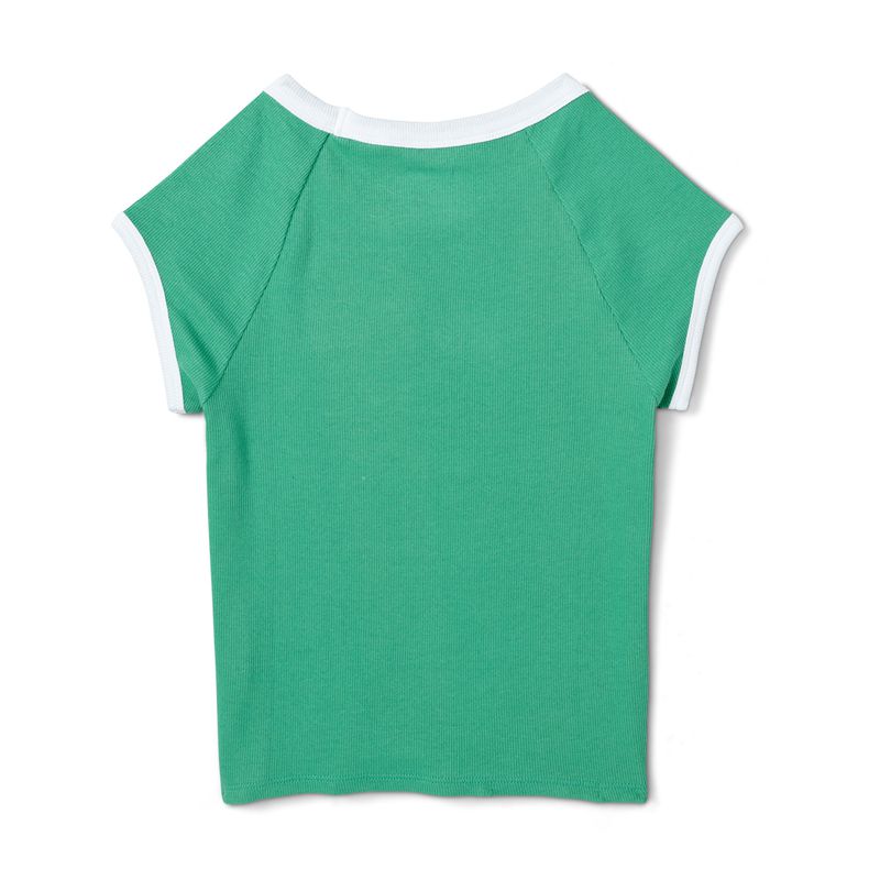 Camiseta Playboy Camp Slim Raglan Mujer Verdes | 8625-ERSUW